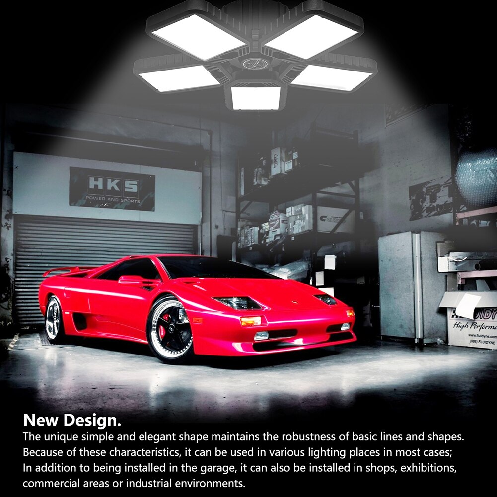Led Garage Licht Led High Bay Workshop Plafondlamp Magazijn Verlichting Lamp 100W Verstelbare 5 Blad Vervormbare Lamp Voor garage
