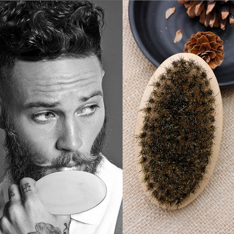 Skæg hår kam sæt blødt ornebørste træ skæg børste frisør barbering værktøj herre overskæg kam kit med taske