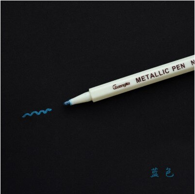 10 Kleuren Set Tekenen Schilderen Marker Pennen Metallic Pen Voor Zwart Papier Glas Hout Kunst Schoolbenodigdheden Briefpapier Handtekening Pen: Blue 10 Pcs