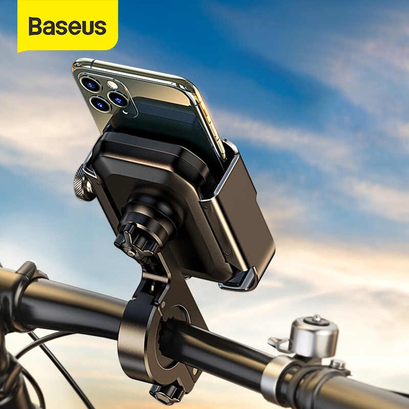 Baseus Motorcycle Bicycle Phone Holder 360° Rotation Alloy Moto Bike Stand Mount For Iphone 11 Max Samsung 4.7-6.5 Inch Phones