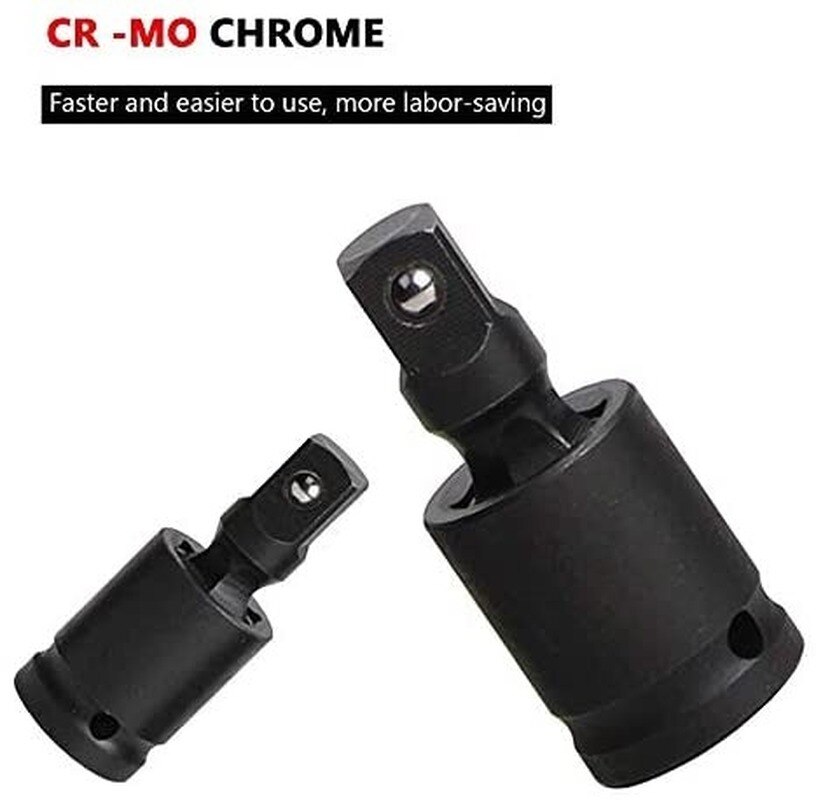 Drive Rotate 360° Universal Joint Swivel Adapter Air Impact Wobble Socket Piece Impact Adapter and Reducer Set Hand Tool 3/8 1/4