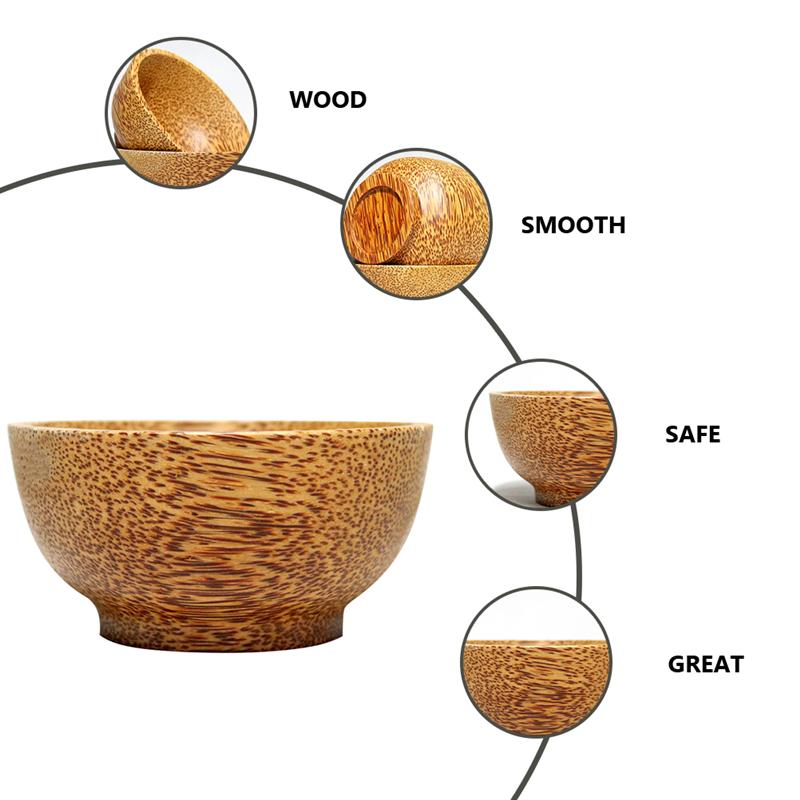 Natural Coconut Wooden Bowl Wooden Bowl Soup Bowl Rice Bowl Food Container