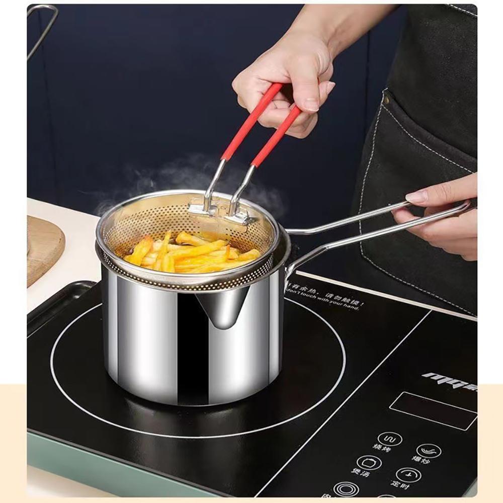 Cesta de acero inoxidable 304 para freír, colador de pescado para freír, patatas fritas japonesas, sartén de malla para Pasta, sartén de alambre para cocina, pavo