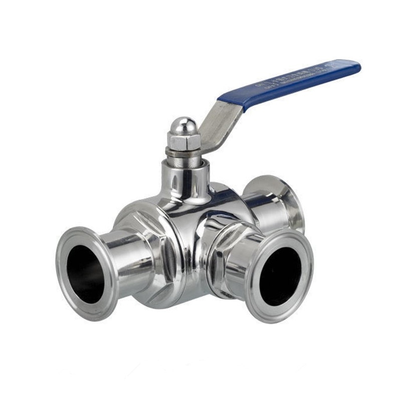 1-1/2" 38mm 304 Stainless Steel Sanitary 3 Way L port Ball Valve 1.5" Tri Clamp Ferrule Type For Homebrew Diary Product