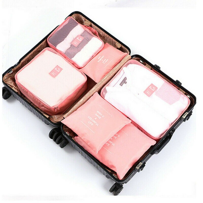 6 pièces/ensemble sac de rangement | Ensemble de sac de rangement de voyage, sac de rangement pour vêtements, boîte de valise pochette, organisateur, conteneur Portable, sacs étanches