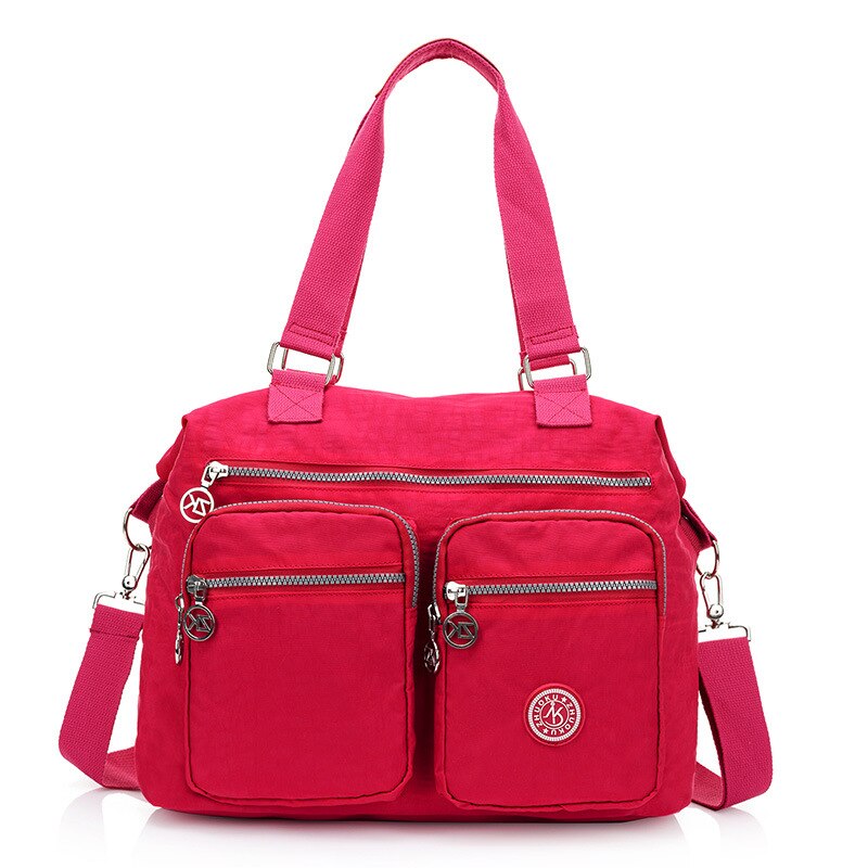 Women Top-handle Shoulder Bag Luxury Handbags Nylon Messenger Bags Beach Casual Tote Female Purse Crossbody Bags: rose red