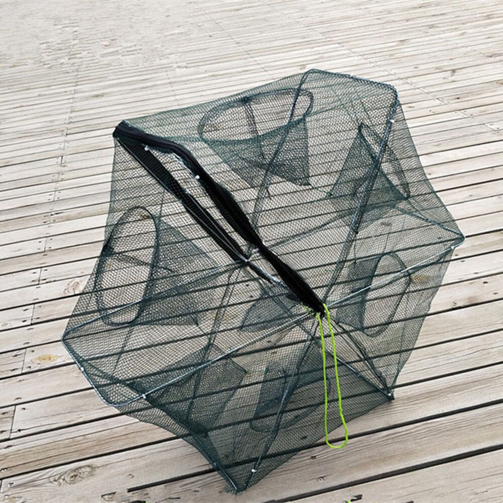 Folded Portable Hexagon 4/6/8/12/16 Hole Automatic Fishing Shrimp Trap Fishing Net Fish Shrimp Minnow Crab Baits Cast Mesh Trap