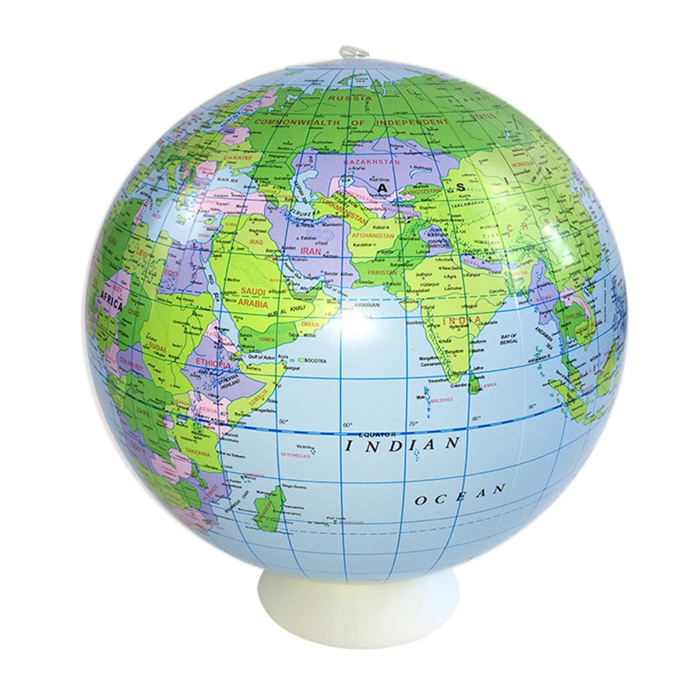 40cm Inflatable Globe World Earth Ocean Map Ball Educational Supplies Geography Learning Educational Beach Ball Kids Geography