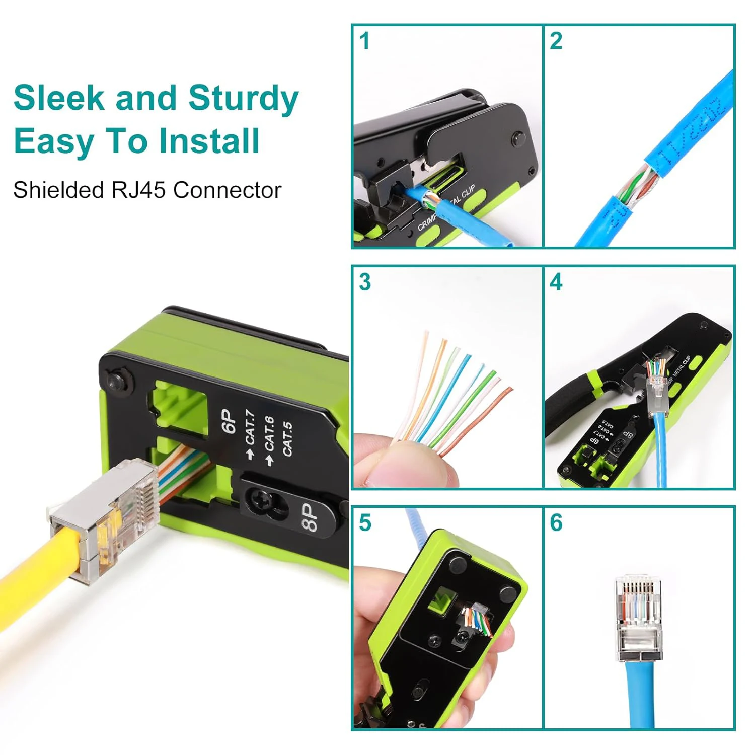 RJ45 Modular Plug Network Connectors CAT6 CAT7 CAT5 Pass Through UTP 30μ Gold-Plated Modular Ethernet STP Network Cable Plugs