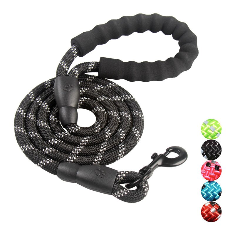 Reflecterende Grote Hondenriem Nylon Touw Pet Training Riemen Lange Lood Hond Veiligheid Bergbeklimmen Touw Voor Medium Grote Grote dog4: Black
