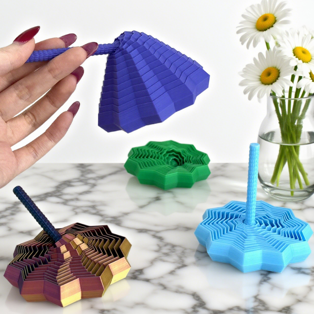 Expanded Sensory Fidget Star 3D Printed with Handles Fractal Fidget Hexagon Whirling Spiral Stress Relief Toy