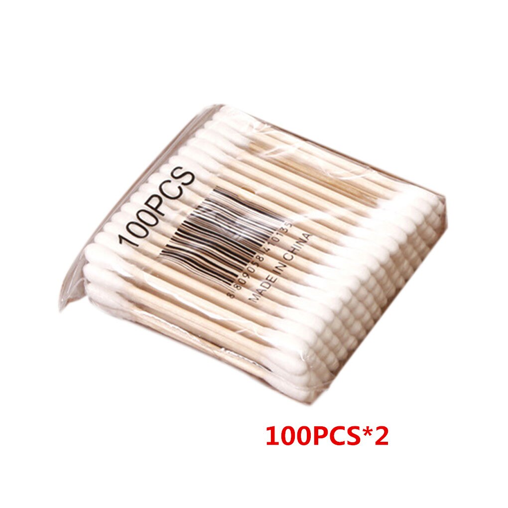 Portable 200PCS Double-headed Cotton Swab Stick Baby Sanitary Cotton Swab Cleansing Makeup Stick