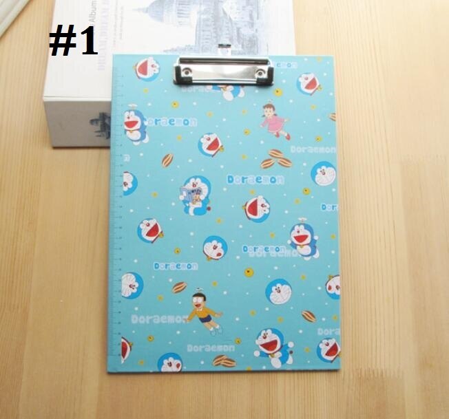 1 unids/lote tablero para carpetas tamaño A4 de dibujos animados de oso gato amigos + flor con clip archivador material escolar: NO1 Many Doraemon