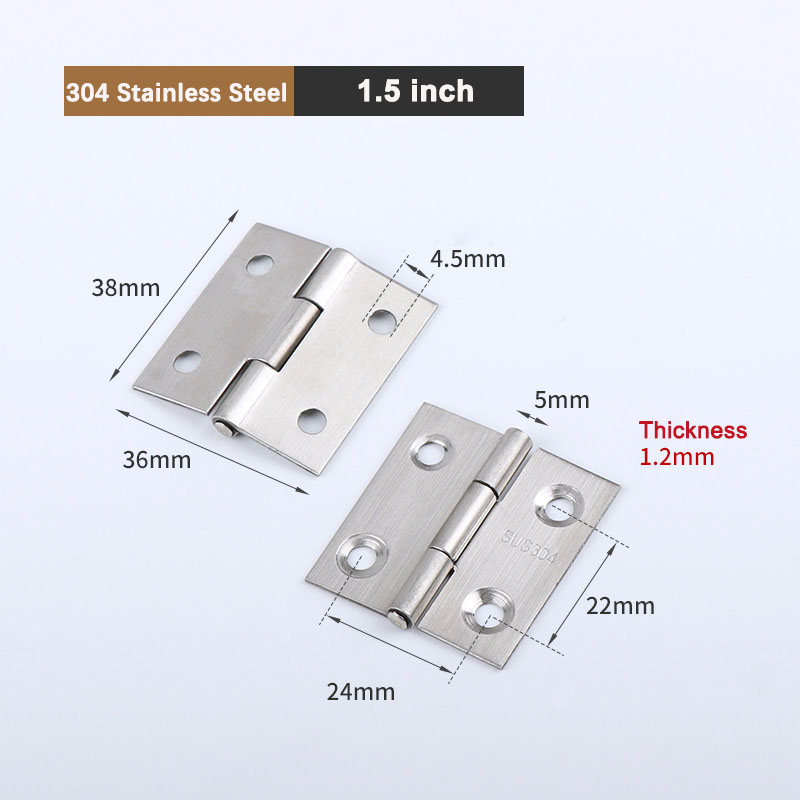 6-20 piezas bisagras de puerta pequeñas 304 acero inoxidable plata muebles para el hogar herrajes para gabinete de Piano con tornillos 1,5 pulgadas 2 pulgadas 2,5 pulgadas 3 pulgadas: 1 pulgada / Plata
