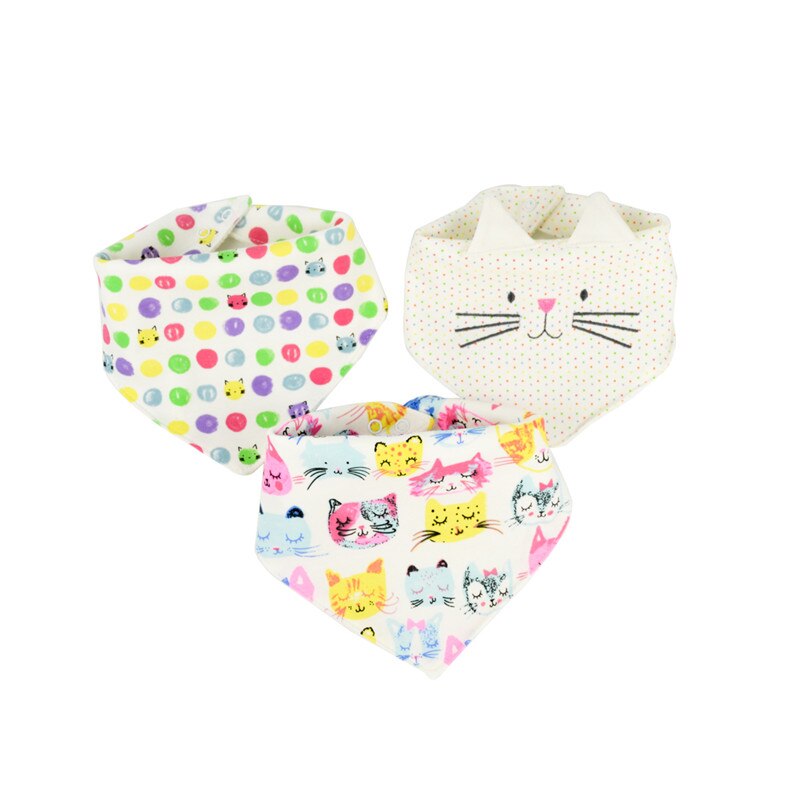 Infant Baby Bibs Cotton Newborns 3 Layers Waterproof 0-24 months 3 pieces/set snaps Bandana for babies Baby Feeding Accessories: 35201