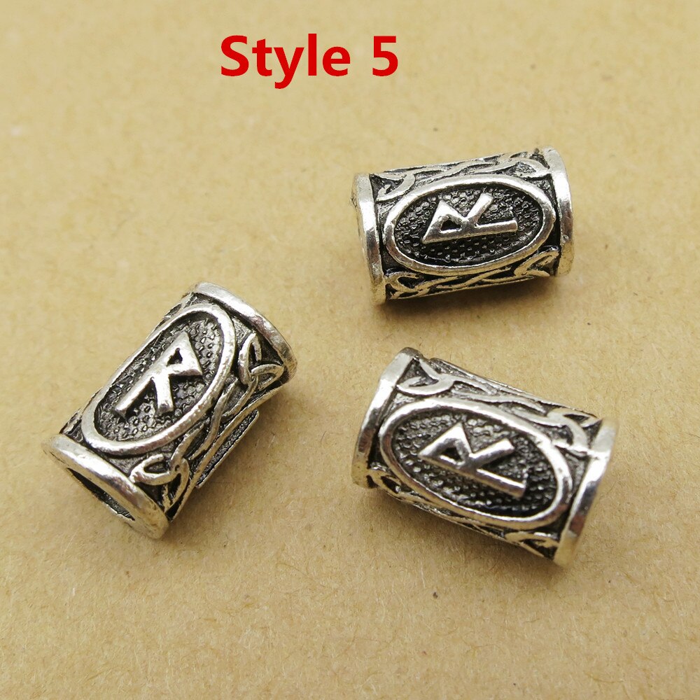 5 stücke/24 stücke Wikinger Rune Haar flechten Furcht Dreadlock Bart Perlen ringe Rohre Für männer frauen Haar Zubehör: 5Stck Stil 5