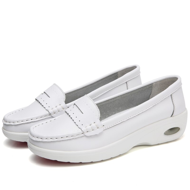 Beyarne– chaussures plates pour femmes, mocassins d'infirmière confortables et doux, respirants, blancs: white 02 / 7