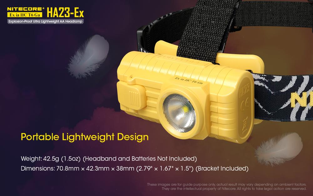 NITECORE HA23-Ex Headlamp100 lumen White light Explosion-proof Ultra Lightweight CREE XP-G LED headlight with AA Batteries