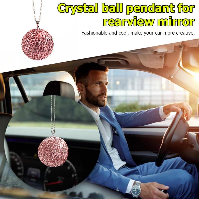 Bil anheng metallkjede rhinestone ball full kjedelig originalitet kul sjarm bakspeil hengende ornamenter