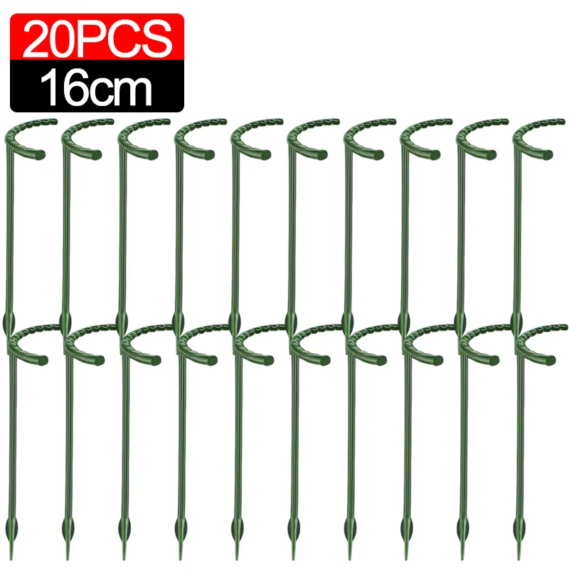 Soporte de plástico para plantas, marco de pila, arreglo de invernadero, varilla fija semicircular, soporte de escalada para plantas y flores de interior, 20/1 Uds.: Verde