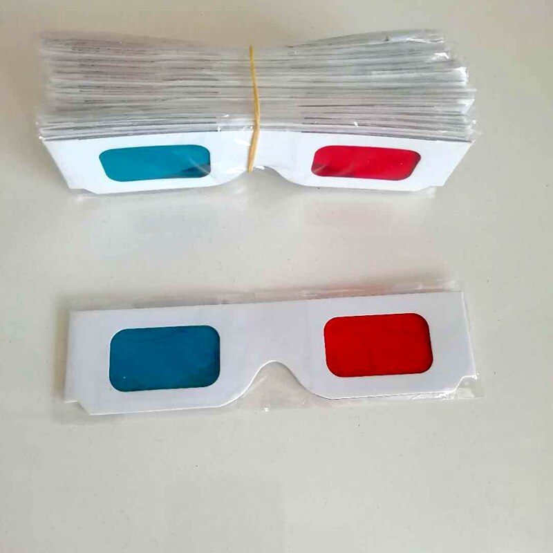 Gafas 3D universales de papel Anaglyph, gafas 3D Rojas/azules para películas y vídeos EF