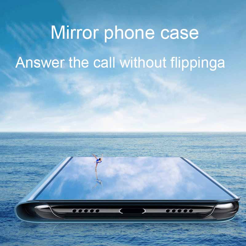 Flip Leather telefon Cover For Huawei p20 p20pro p20lite Smart Mirror Mobile phone Case phone holder stand accessory bag