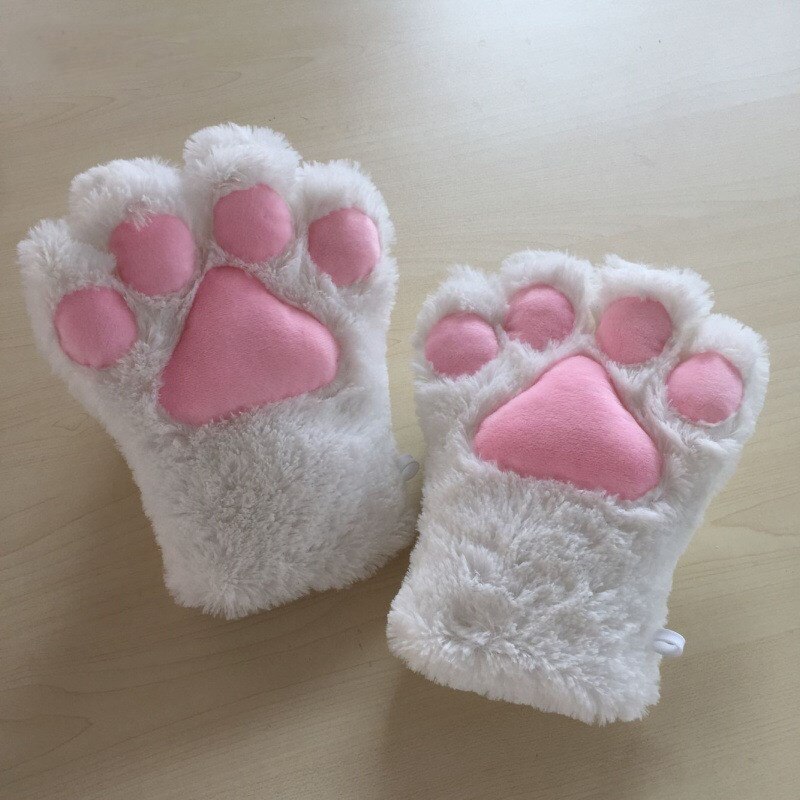 1 paar Katze Kätzchen Krallen Pfote Plüsch Handschuhe Lolita Zubehör Süße Cosplay 1 einstellen Rosa Schwarz Braun Grau Kätzchen Klaue süße Cosplay: Weiß