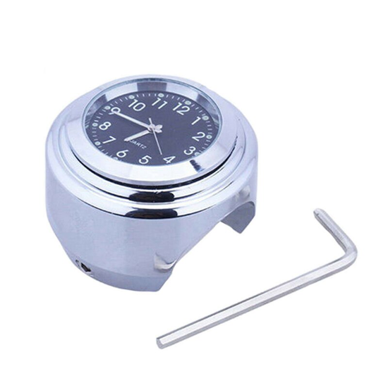 Universele 7/8 "Waterdicht Chrome Motorcycle Fietsstuur Mount Quartz Klok Horloge Aluminium Lichtgevende Klok Moto Meubi: Black