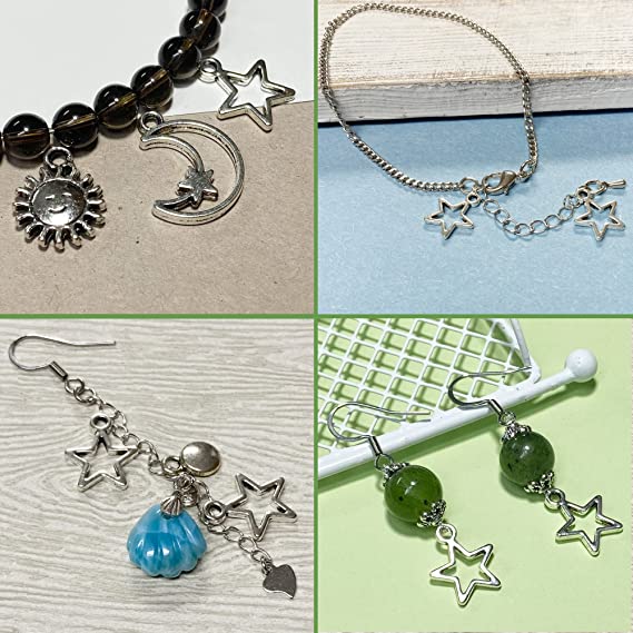 Dijes estrella DIY colgantes Metal pentagrama Vintage plata bronce joyería accesorios para pulsera collar artesanía hecha a mano