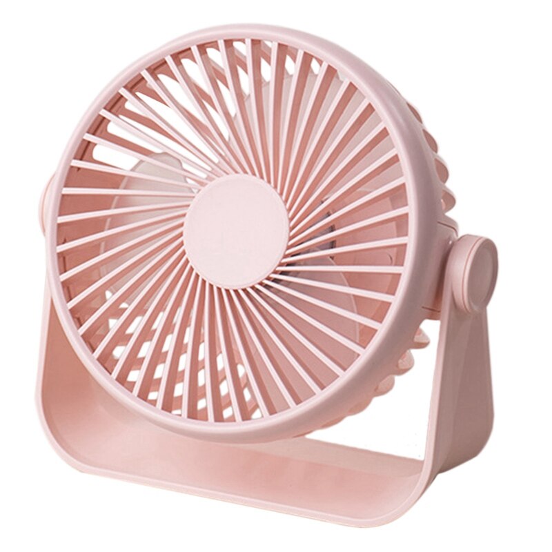 D605 Desktop Fan, 5-Inch Fan Blade Can Be Rotated Vertically 360 Degree USB Charging Dual Power Small Fan: Pink