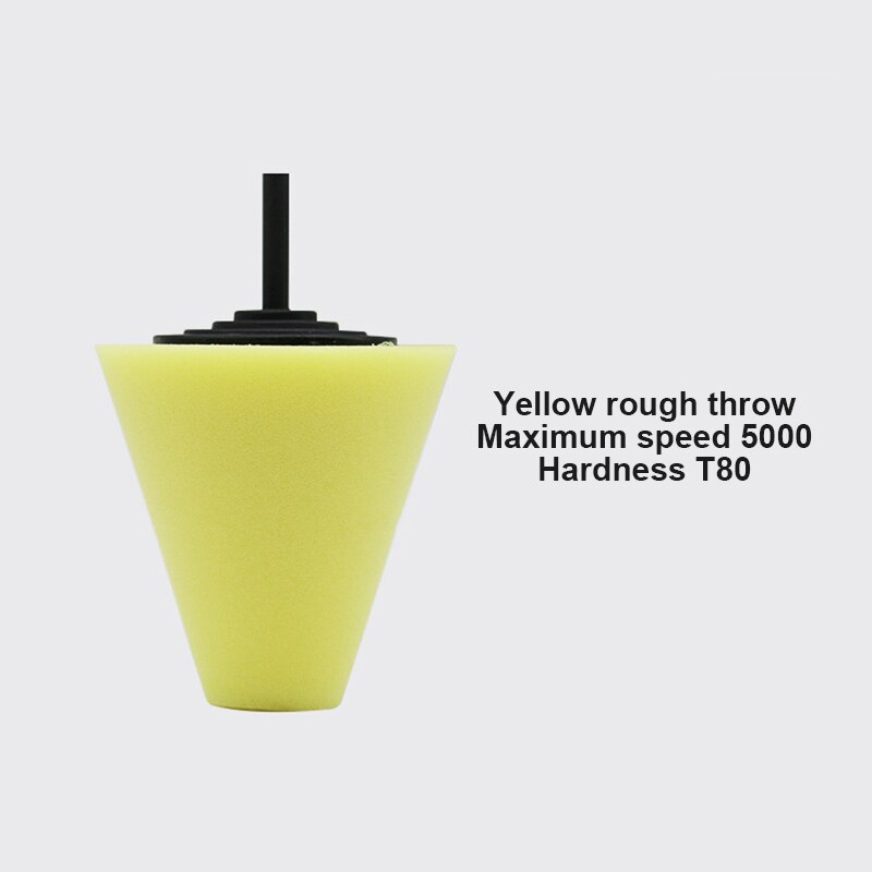 Almohadilla de espuma para pulir faros de coche, Kit de almohadillas de pulido en forma de cono para pulir neumáticos, buje de rueda: Yellow