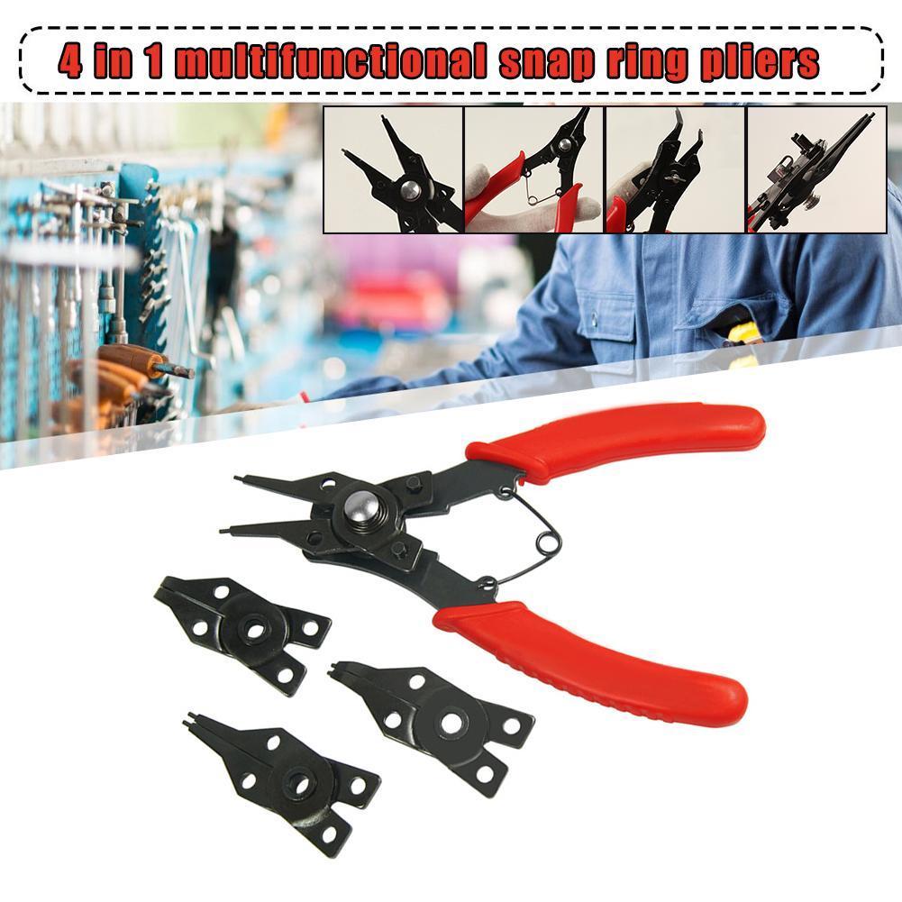 4 In 1 Multitool Snap Ring Pliers Set For Internal Head Clip Tools External Retaining Combination Spring Plier Disassembly G3S7