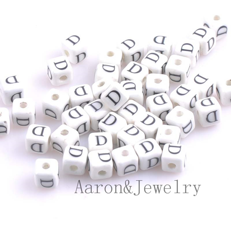 heißer Weiß A-Z Gemischte Buchstaben Alphabet Würfel Keramik Buchstaben Perlen passen Schmuck machen 8mm 10 stücke YKL0355X