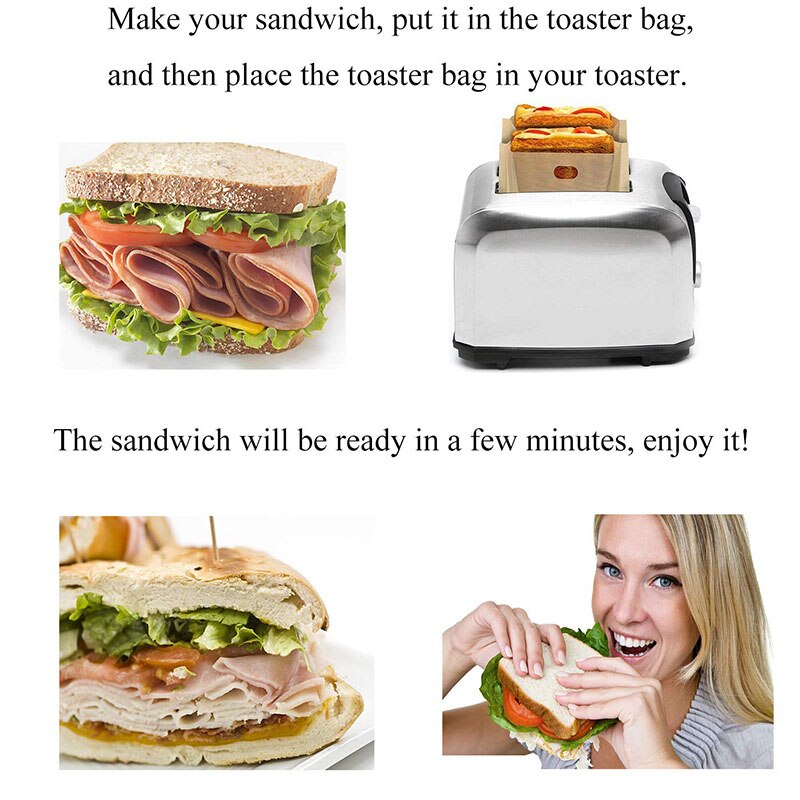 Toaster Bags Reusable -Nonstick Toast Bags for Heat Resistant , Perfect for Grilled Cheese Sandwiches, Chicken, Pizza, Pastries,