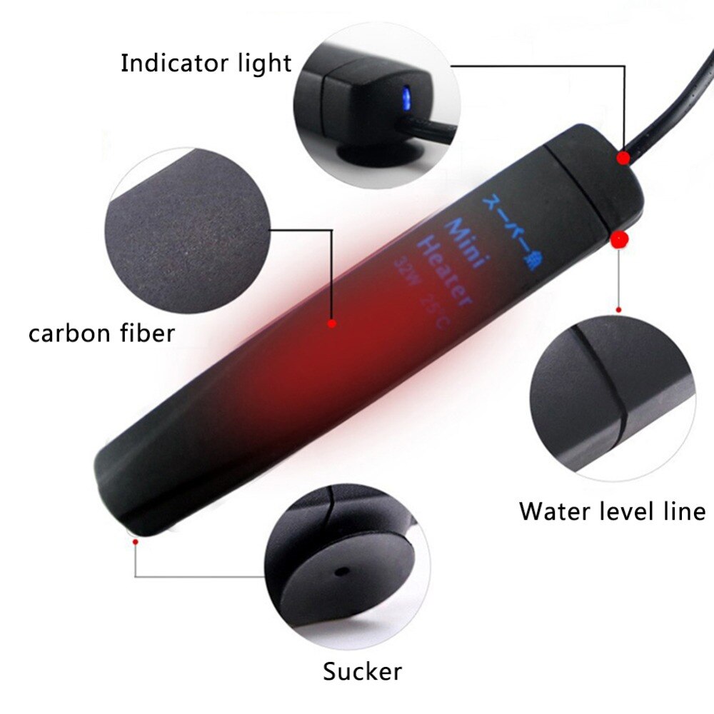 EU Plug Fish Tank Heater Aquarium turtle jar Automatic constant temperature submerge heating rod Ultra-thin Explosion proof