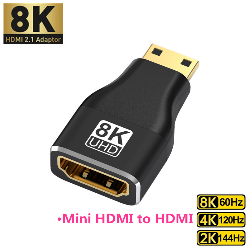 Mini adaptador HDMI 8K @ 60Hz 4K @ 120Hz Mini HDMI macho a HDMI 2,1 hembra convertidor para PC portátiles tarjeta gráfica extensión Micro HDMI: Azul