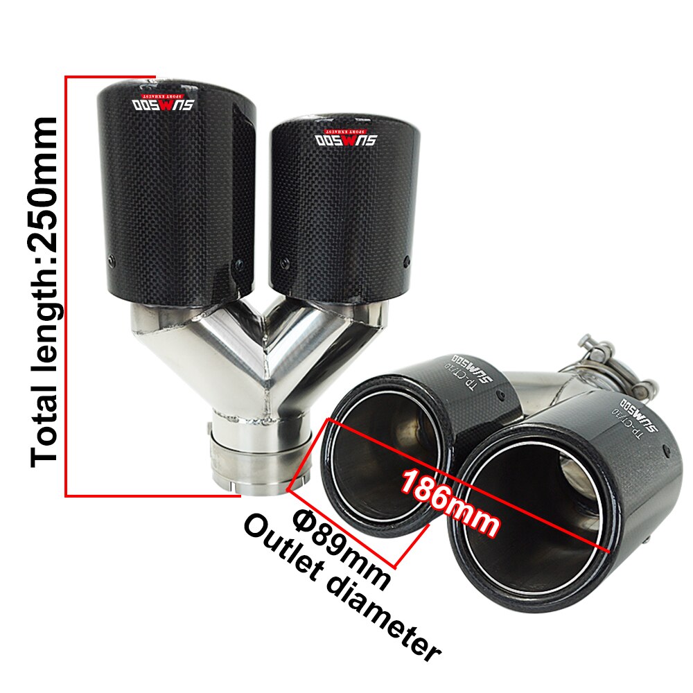 SUMSOO 1 Stück Echtes Y bilden Auto Auspuffrohr Änderung mit Doppel Auslauf Kohlenstoff Faser Schalldämpfer Rohr Spitze