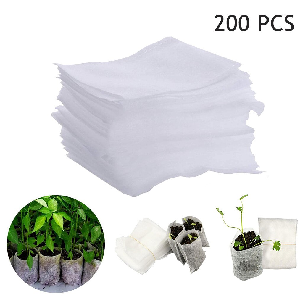 Macetas de vivero, bolsas para cría de plantas, telas no tejidas, suministros de jardín, 8x10cm, 500 Uds.: 200pcs
