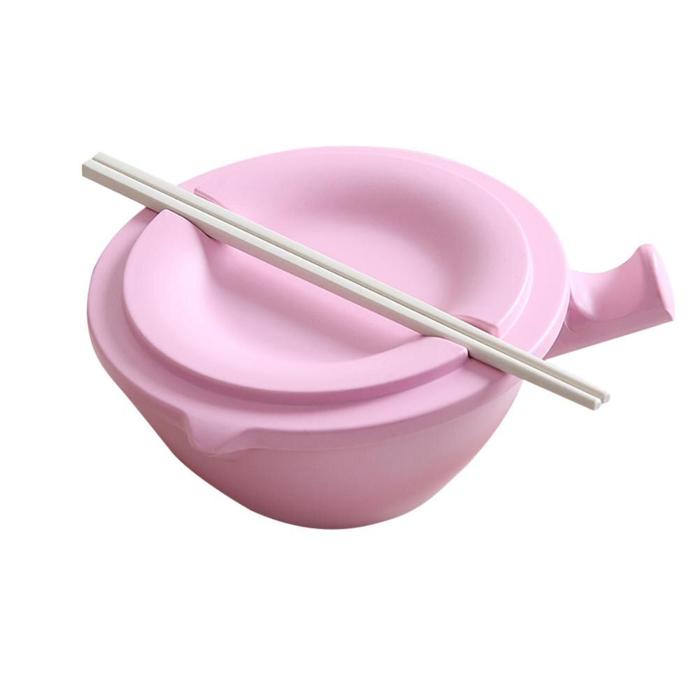 Japanese Bamboo Instant Noodle Bowl With Lid Chopsticks Kitchen Ramen Bowl Food ContainerSoup For Kids Soup Salad Bowl ED: D