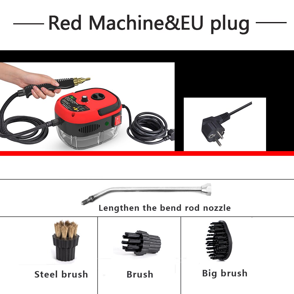 Mini Damp Stoomboot Hoge Druk/Temperatuur Handheld Stoomreiniger Kan Toevoegen Ontsmettingsmiddelen Voor Airconditioning/Keuken: Red EU plug / 220 V-230 V