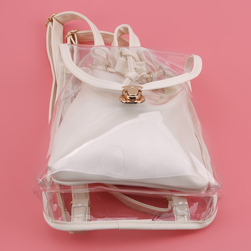 Mochila transparente de PVC de para mujer, mochila transparente de Color caramelo para chicas adolescentes, mochila escolar de jalea Linda