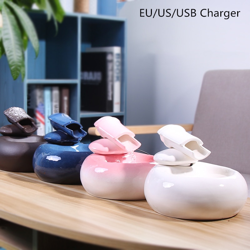 Keramik Wasser Brunnen Für Katzen Lebensmittel Schüssel Haustier Produkte Automatische Trinken Schüssel Für Katzen Hund Stumm Feeder Spender UNS/ EU/USB
