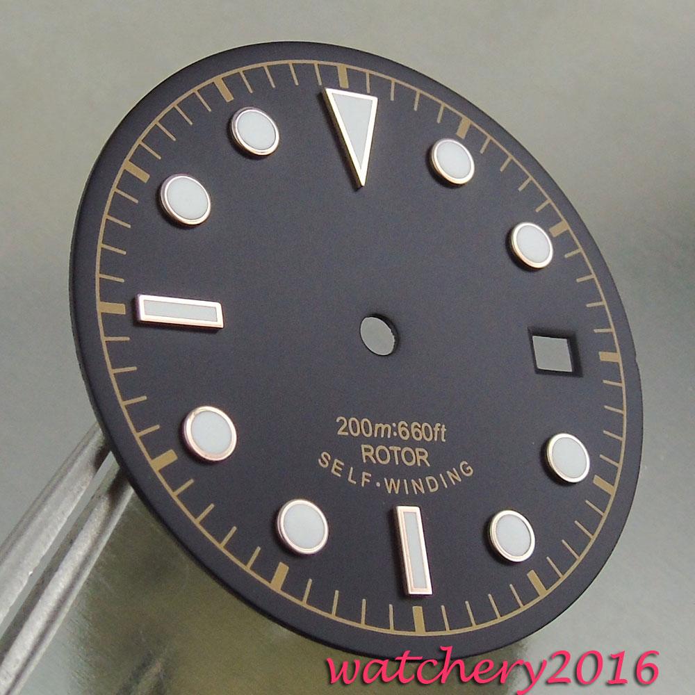 30.4mm black dial white Numbers date window fit automatic self-winding movement Men's Watch dial