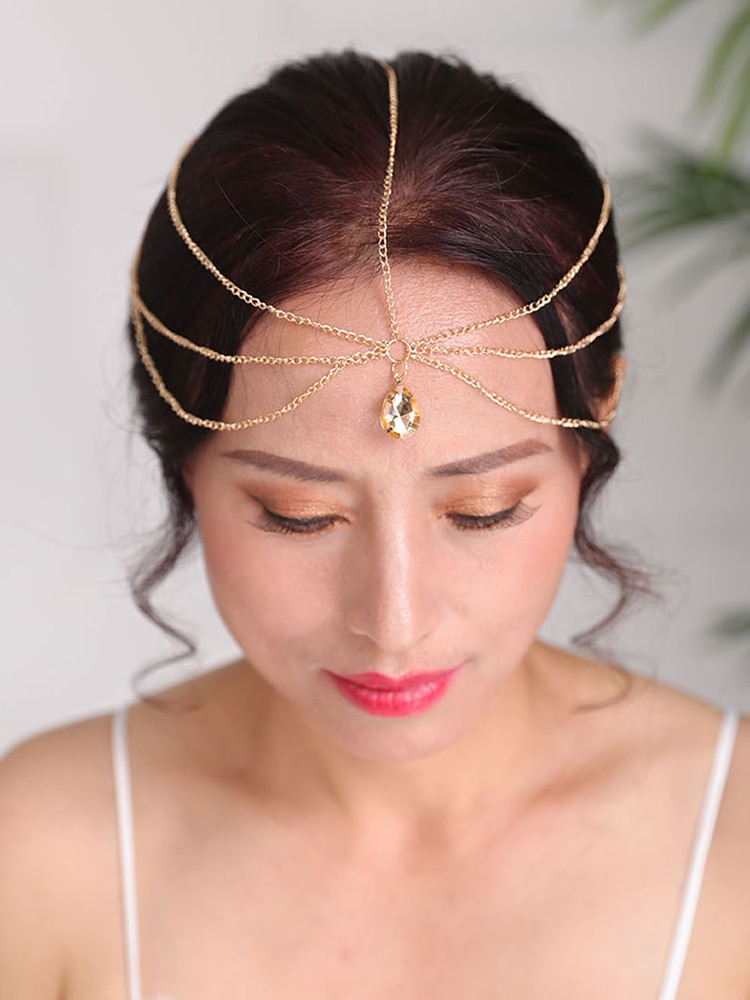 Accesorios de boda Vintage, cadena de cabeza plateada y dorada, joyería Bohemia para el cabello, diadema para fiestas para mujeres, corona, tocado nupcial