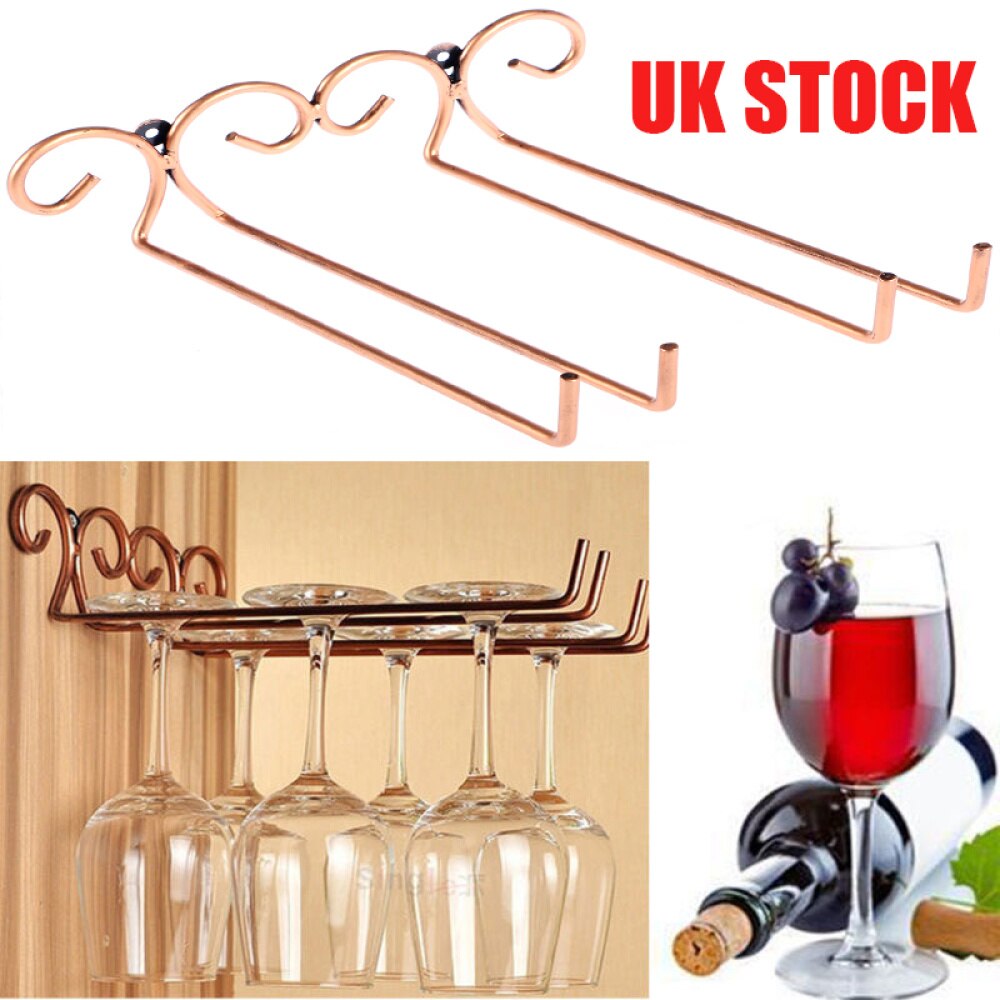 1PC Glass Hanger 2 Rows Bronze Stainless Steel Stylish Wall-Mounted Goblet Rack Glass Holder Goblet Stand for Pub