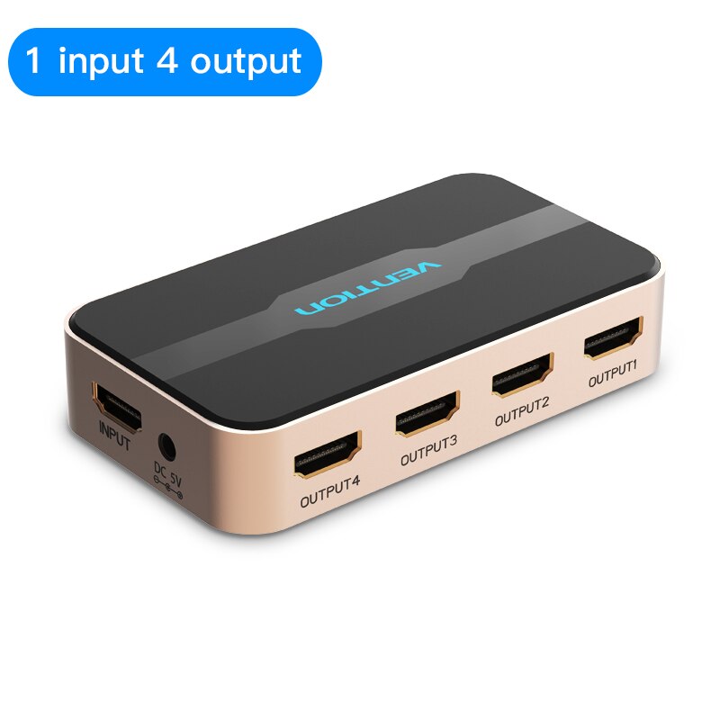 Vention HDMI Splitter 1x4 / 1x2 - 4K HDMI Switcher - 1 Input 4 Output - For PS4/3, Xbox, HDTV: 1 in 4 out