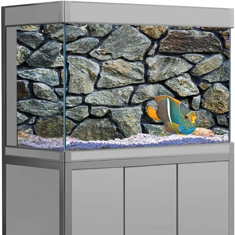 1 rouleau effet 3D pierre noire Aquarium fond affiche HD pierre de roche auto-adhésif Aquarium fond