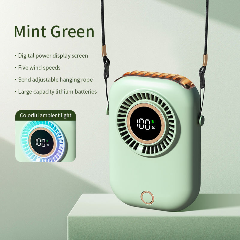 Xiaomi 7-kolorowy wentylator na szyję Przenośne mini światła Inteligentny wyświetlacz cyfrowy Kolorowa atmosfera Pięć biegów żart regulowane: BIAŁY