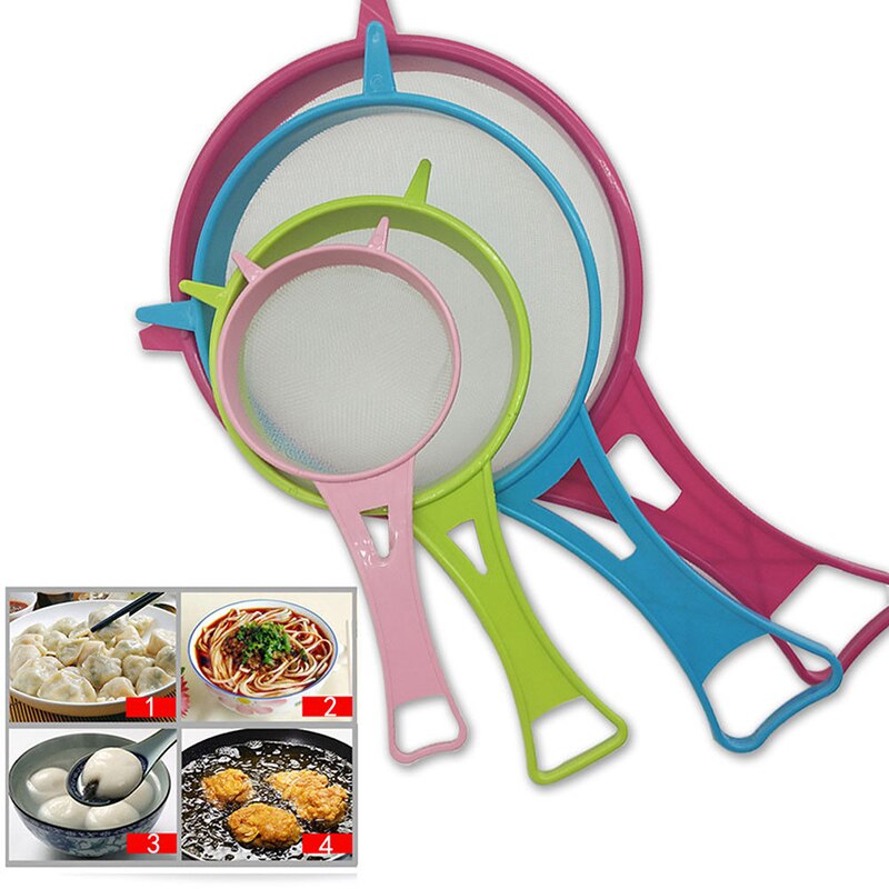 4 unids/set de alambre de plástico cedazo de malla fina para aceite separador de harina tamiz coladores herramientas de cocina jugo y colador de té utensilio de cocina