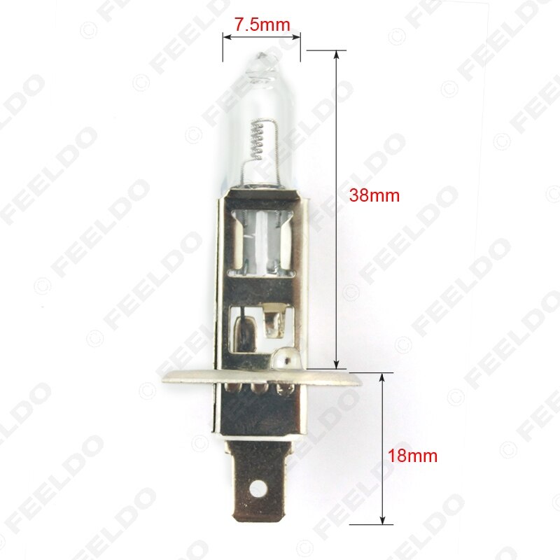 Feeldo 2 stk varm hvit auto  dc 24v 100w h1 halogenpære lastebil buss frontlys tåkelys kjørelys 3000k #mx1668